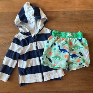 💥2/$20 Cat & Jack Terry Hoodie and Dinosaur Swim Trunks - toddler 3T